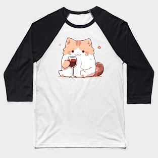 Cat Wine Baseball T-Shirt